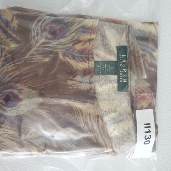 Ralph Lauren Womens Multicolor Peacock Feather Boatneck Top Size L 3/4 Sleeve - Picture 8 of 8